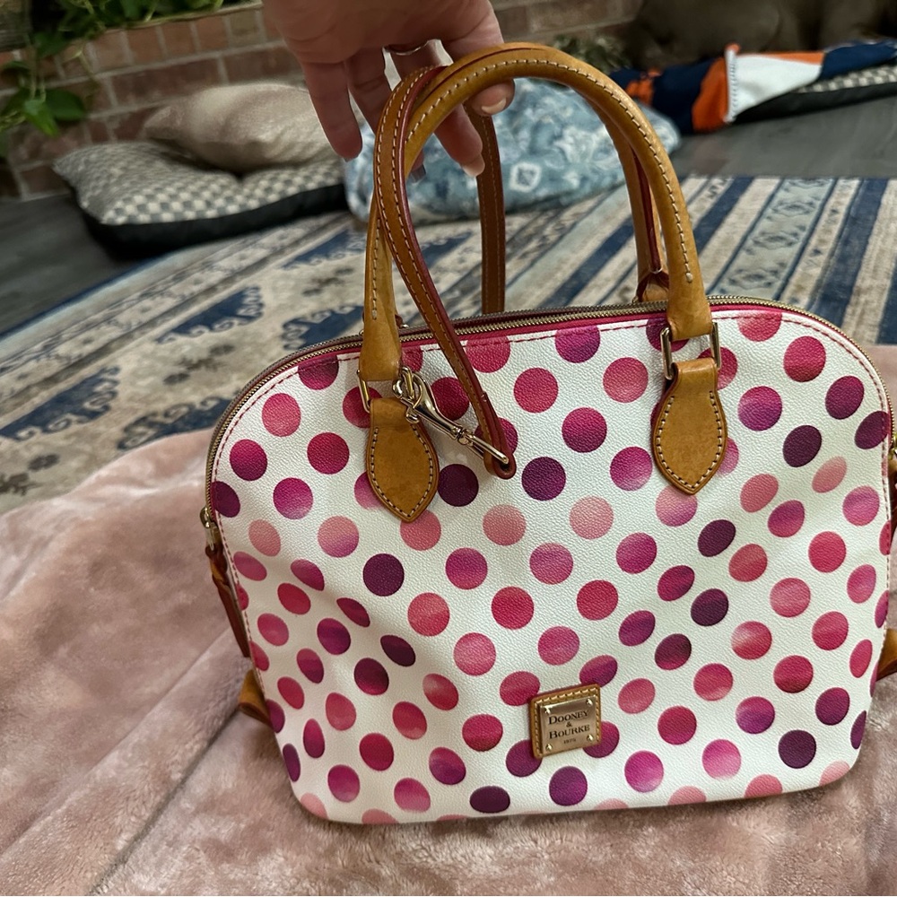 Dooney & Bourke Pink Polka Dot Satchel - Picture 2 of 7
